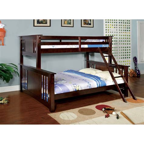 Furniture of America Spring Twin over Queen Bunk Bed - Dark Walnut - Walmart.com