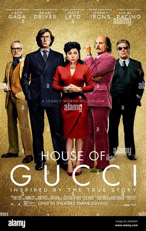 HOUSE OF GUCCI, US poster, from left: Jeremy Irons as Rodolfo Gucci ...