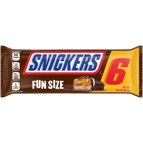 SNICKERS, Milk Chocolate Fun Size Bars, 6 Count - Walmart.com - Walmart.com