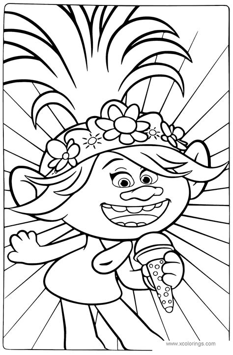 Poppy from Trolls World Tour Coloring Pages - XColorings.com | Poppy coloring page, Coloring ...