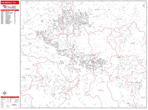 Palmdale California Zip Code Wall Map (Red Line Style) by MarketMAPS ...