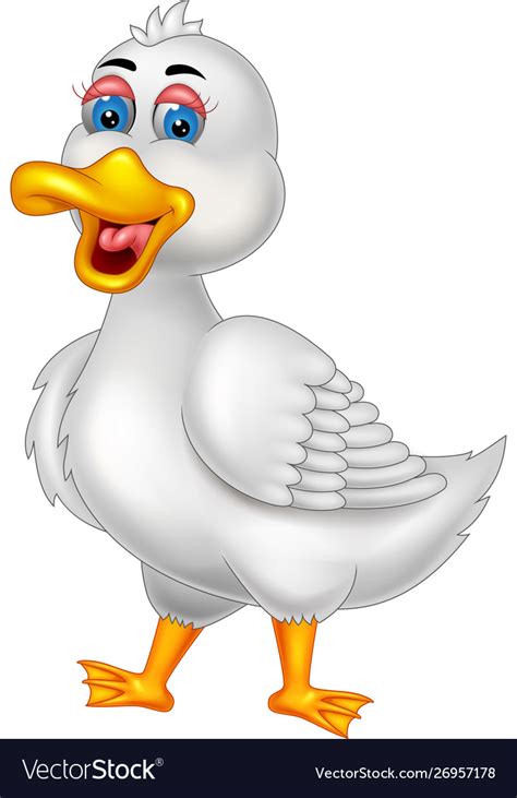 Funny white duck cartoon Royalty Free Vector Image