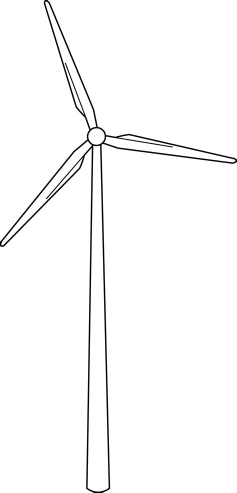 Wind Turbine Line Art - Free Clip Art