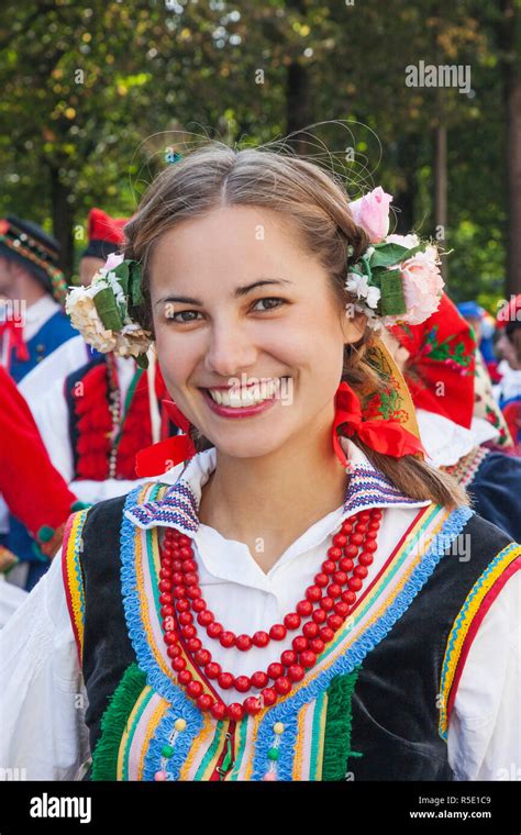 Poland, Girl in Traditional Polish National Costume Stock Photo - Alamy