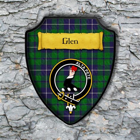 Glendinning Shield Plaque with Scottish Clan Coat of Arms Badge on Clan ...