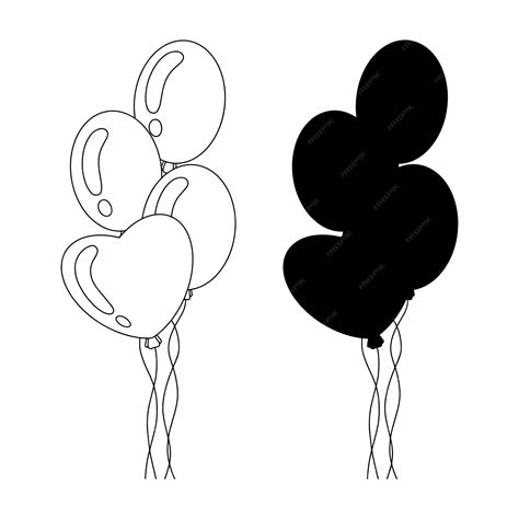 Premium Vector | Black silhouette birthday balloons design element template for books stickers ...