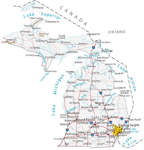 Map of Michigan - Cities and Roads - GIS Geography