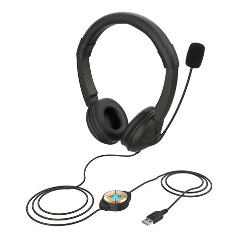 USB Wired Headset with Noise Cancelling Microphone On Ear Computer Headphone Call Center ...