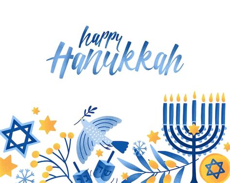 Premium Vector | Happy hanukkah greeting card template