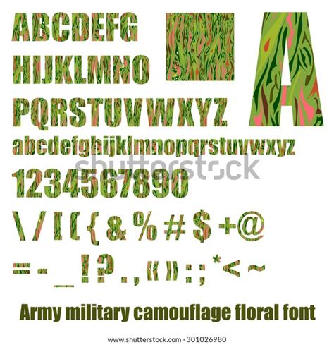 Army Military Camouflage Floral Font Contains Stock Vector (Royalty ...