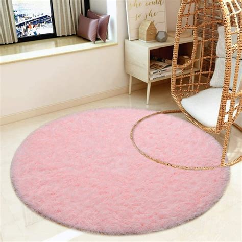 LOCHAS Luxury Round Fluffy Area Rugs for Bedroom Kids Nursery Rug Super Soft Living Room Home ...