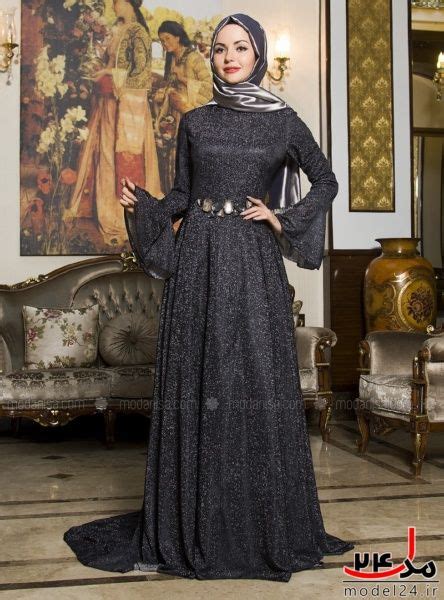 لباس مجلسی با حجاب Modest Evening Gowns, Prom Dresses Modest, Black Evening Dresses, Modest ...