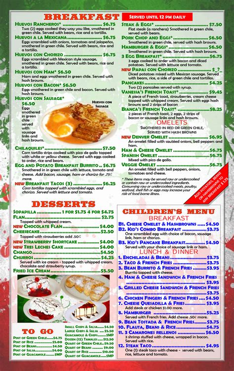 Chakas Mexican Restaurant Breakfast Menu | Denver, CO