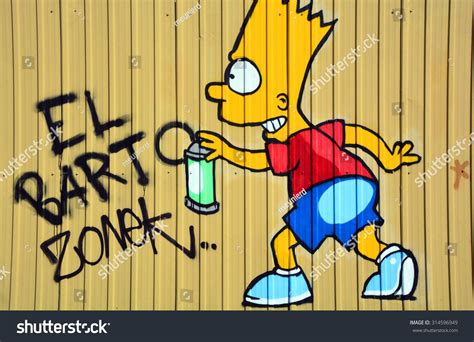 MONTREAL CANADA SEPTEMBER 4 2015: Street art Montreal Bart Simpson ...