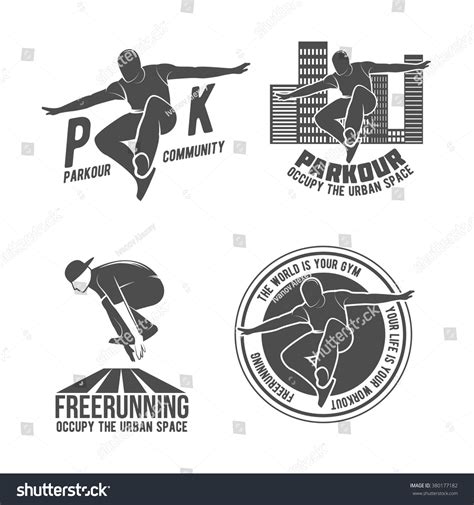 Set Parkour Icons Badges Logo Design Stock Vector (Royalty Free) 380177182 | Shutterstock