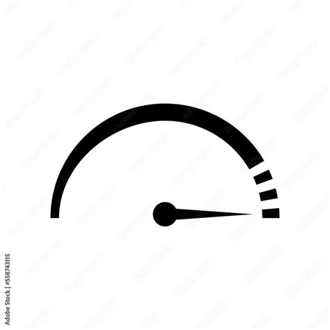 Round scale speedometer icon. Power and acceleration symbol with simple sensor interface and ...