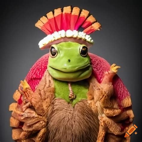 Image of a frog in turkey costume