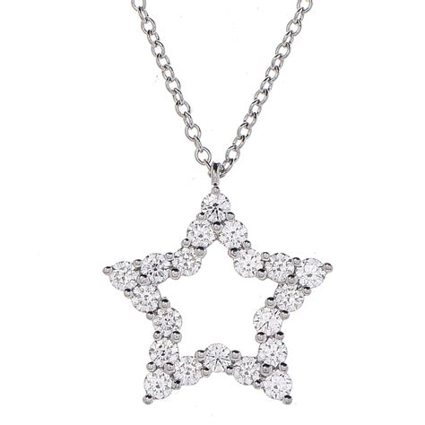 TIFFANY & CO Platinum Diamond Star Pendant Necklace 277241