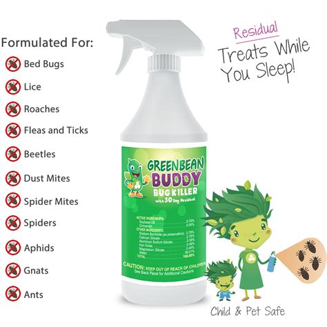 Bed Bug Treatment Spray, Lice, Roach Flea, Tick, Beetle, and Mite Killer with Residual Protection