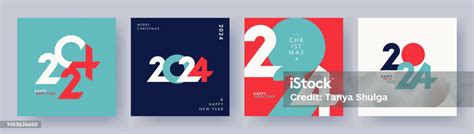 Creative Concept Of 2024 Happy New Year Posters Set Design Templates ...