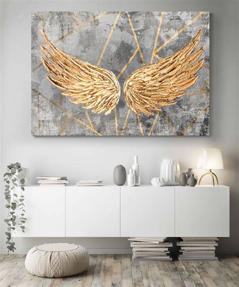 Angel Wings Wall Art Canvas Print Yellow Wings Painting - Etsy