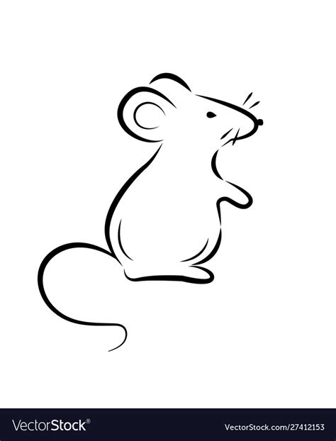 Black silhouette a rat or mouse on white Vector Image