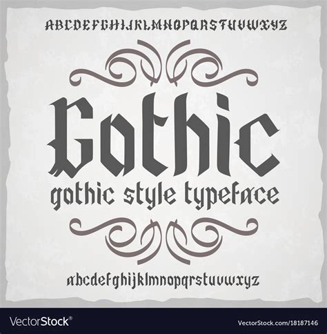 Gothic style typeface old font Royalty Free Vector Image