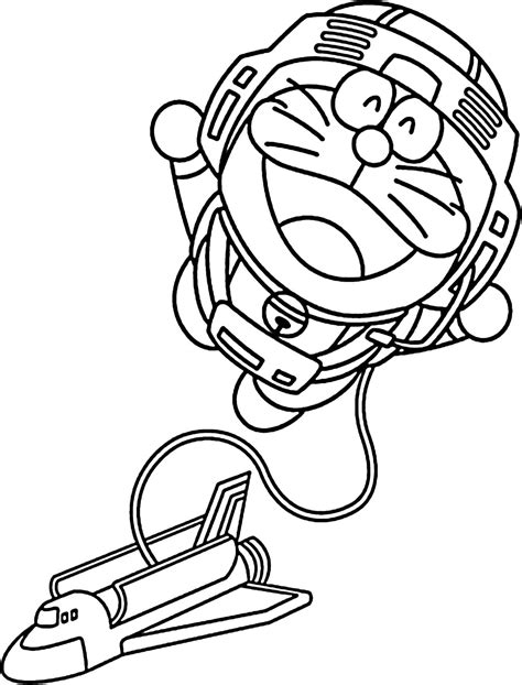 Doraemon and Spaceship coloring page - Download, Print or Color Online for Free