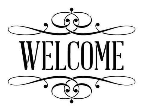 Welcome Word Stencil - Skinny Serif with Flourish - 19-1/2" x 14"# ...