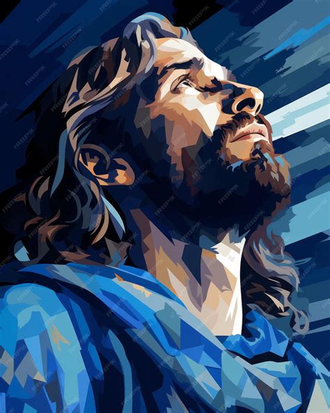 Premium AI Image | a painting of jesus looking up to the sky