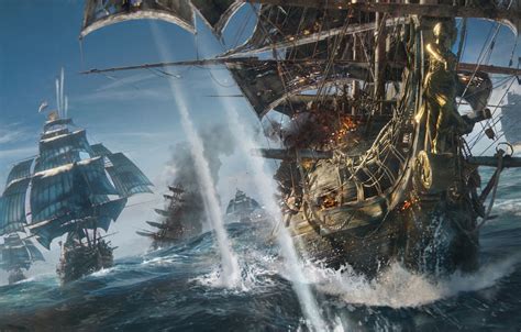 Wallpaper game, sea, pirate, man, fight, ship, sails, crew, kaizoku, Skull and Bones images for ...