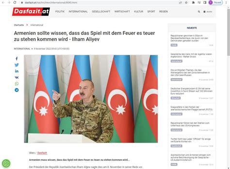 Austrian media publishes article dedicated to President Ilham Aliyev's speech to servicemen on ...