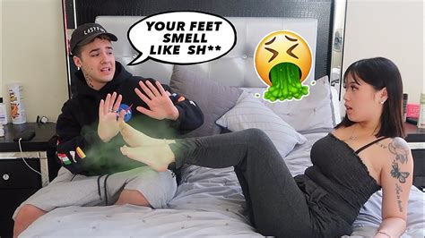 EXTREME STINKY FEET PRANK ON BOYFRIEND! - YouTube