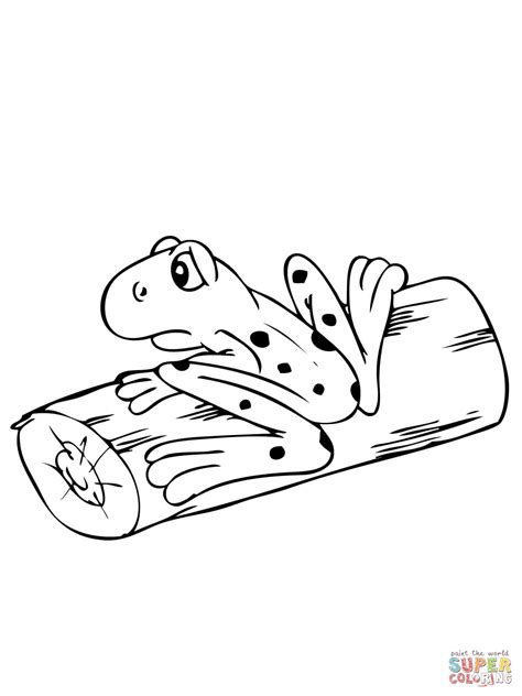 Frog on Log coloring page | Free Printable Coloring Pages