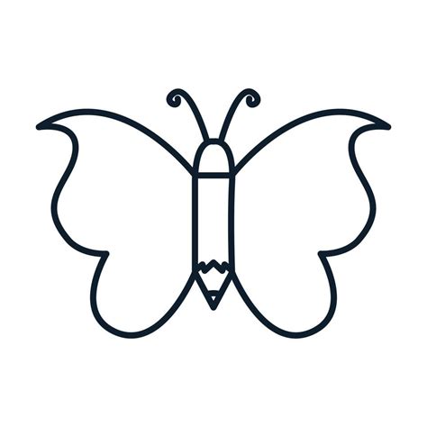 butterfly with pencil creative lines logo vector illustration design ...