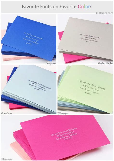 5 Favorite Envelope Addressing Fonts on 5 Favorite Colors | Envelope ...