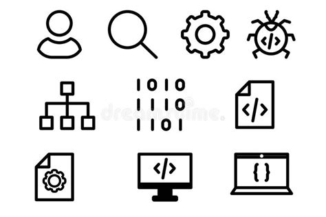 Computer Programming Icon Set Coding Software Web Developer Related Vector Clip Arts Black and ...