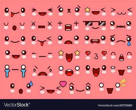 Kawaii cute smile emoticons and japanese anime Vector Image