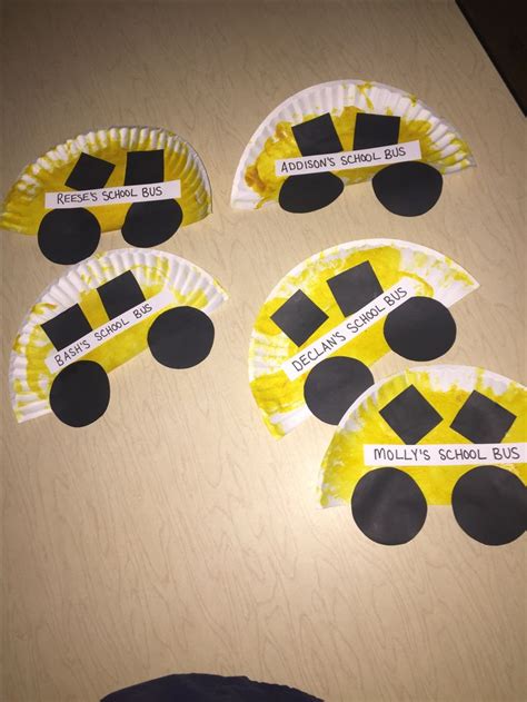 Paper plate school buses for yellow week | Yellow crafts, Color activities for toddlers ...