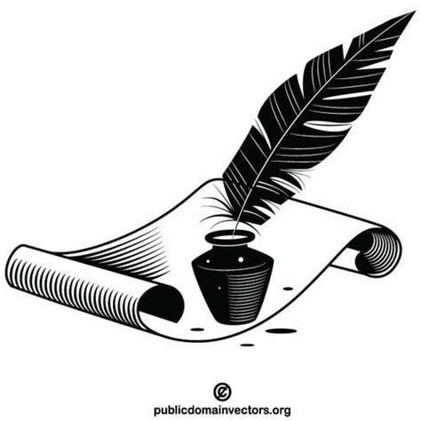 Quill pen ink and paper | Public domain vectors