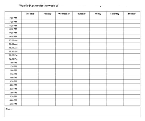 Printable Hourly Weekly Planner Templates | Schedule template, Weekly ...