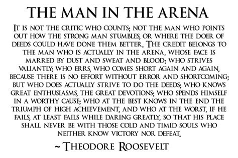 The Man in the Arena Poster, Teddy Roosevelt Poster, Motivation Poster ...