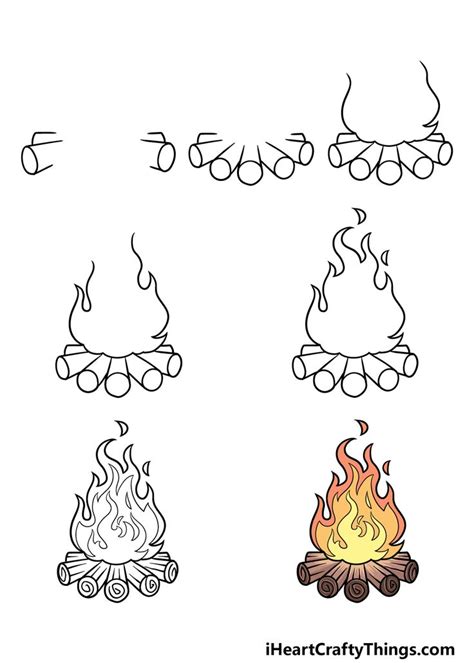 How to Draw A Campfire – A Step by Step Guide | Campfire drawing, Fire drawing, Camping drawing