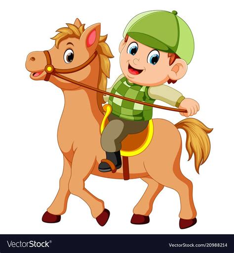 illustration of Little boy riding a pony horse. Download a Free Preview ...