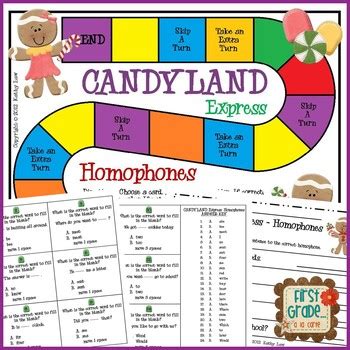 Candyland Express--Homophones Game by Kathy Law | TPT