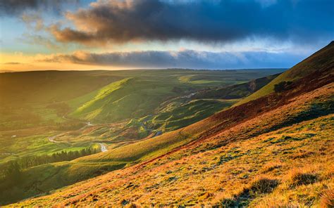 Download wallpapers England, 4k, sunset, hills, beautiful nature, Great ...