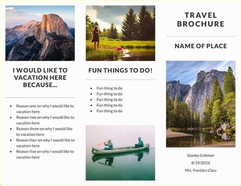 Free Brochure Templates for Students Of Travel Brochure Examples for Students ...