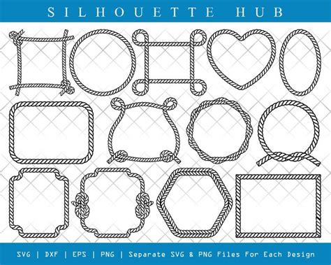 Rope Frame SVG Cut Files, Rope Silhouette, Rope Border Svg, Rope Circle Svg, Rope Square Svg ...