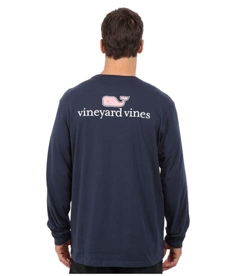 Vineyard Vines Long Sleeve Logo Graphic Pocket T-shirt in Navy (Blue ...