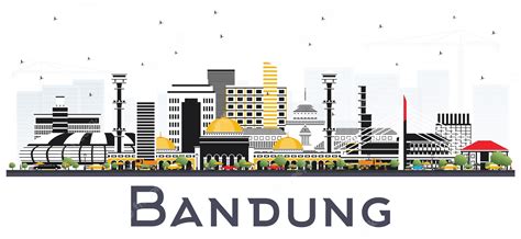 Premium Vector | Bandung Indonesia City Skyline with Gray Buildings Isolated on White. Vector ...